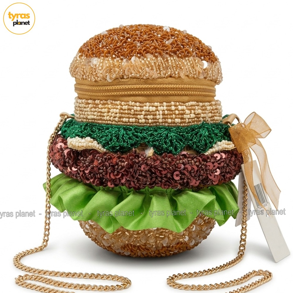 Hand Made in India Beaded Hamburger Bag Crossbody Rare Unique Viral Tik Tok